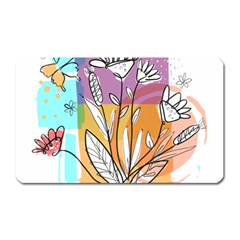 Flower Leaves Foliage Grass Doodle Magnet (rectangular) by Grandong