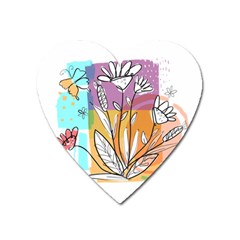 Flower Leaves Foliage Grass Doodle Heart Magnet by Grandong