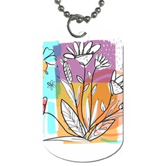 Flower Leaves Foliage Grass Doodle Dog Tag (One Side)