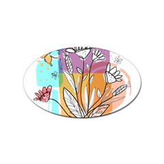 Flower Leaves Foliage Grass Doodle Sticker Oval (100 Pack)