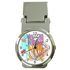 Flower Leaves Foliage Grass Doodle Money Clip Watches by Grandong