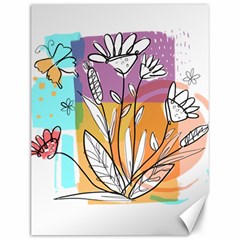 Flower Leaves Foliage Grass Doodle Canvas 12  x 16 