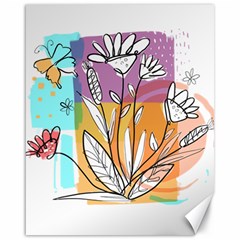 Flower Leaves Foliage Grass Doodle Canvas 16  X 20  by Grandong