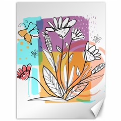 Flower Leaves Foliage Grass Doodle Canvas 36  x 48 