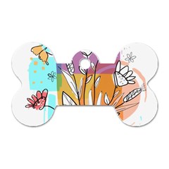 Flower Leaves Foliage Grass Doodle Dog Tag Bone (two Sides) by Grandong