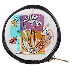 Flower Leaves Foliage Grass Doodle Mini Makeup Bag by Grandong