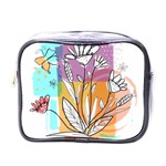 Flower Leaves Foliage Grass Doodle Mini Toiletries Bag (One Side) Front