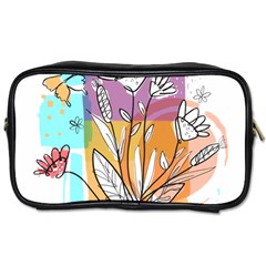 Flower Leaves Foliage Grass Doodle Toiletries Bag (one Side) by Grandong