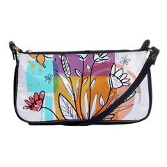 Flower Leaves Foliage Grass Doodle Shoulder Clutch Bag by Grandong