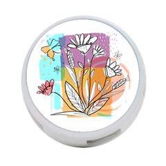 Flower Leaves Foliage Grass Doodle 4-port Usb Hub (two Sides) by Grandong