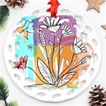 Flower Leaves Foliage Grass Doodle Round Filigree Ornament (Two Sides) Front