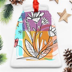 Flower Leaves Foliage Grass Doodle Bell Ornament (two Sides) by Grandong