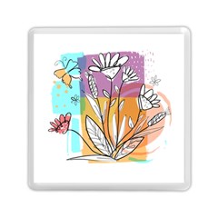 Flower Leaves Foliage Grass Doodle Memory Card Reader (square) by Grandong