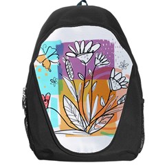 Flower Leaves Foliage Grass Doodle Backpack Bag by Grandong