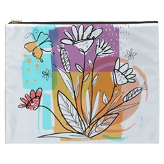 Flower Leaves Foliage Grass Doodle Cosmetic Bag (xxxl) by Grandong