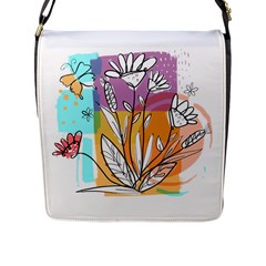 Flower Leaves Foliage Grass Doodle Flap Closure Messenger Bag (l) by Grandong