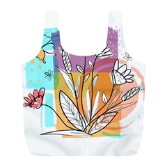 Flower Leaves Foliage Grass Doodle Full Print Recycle Bag (l) by Grandong