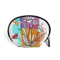 Flower Leaves Foliage Grass Doodle Accessory Pouch (small) by Grandong