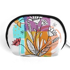 Flower Leaves Foliage Grass Doodle Accessory Pouch (medium) by Grandong