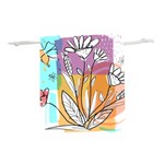 Flower Leaves Foliage Grass Doodle Lightweight Drawstring Pouch (M) Front