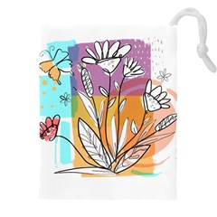 Flower Leaves Foliage Grass Doodle Drawstring Pouch (4xl) by Grandong