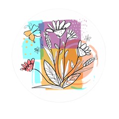 Flower Leaves Foliage Grass Doodle Mini Round Pill Box (pack Of 5) by Grandong