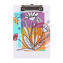 Flower Leaves Foliage Grass Doodle A5 Acrylic Clipboard by Grandong