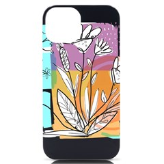 Flower Leaves Foliage Grass Doodle iPhone 14 Black UV Print Case