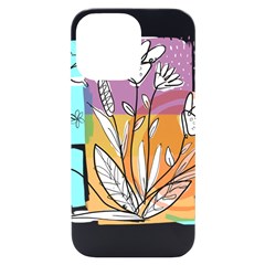 Flower Leaves Foliage Grass Doodle Iphone 14 Pro Max Black Uv Print Case by Grandong