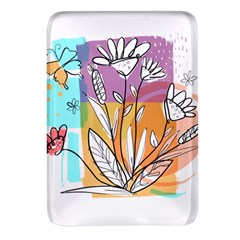 Flower Leaves Foliage Grass Doodle Rectangular Glass Fridge Magnet (4 Pack) by Grandong