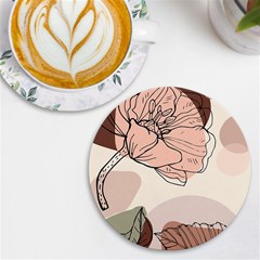 Abstract Flower Leaves Pattern Uv Print Round Tile Coaster by Grandong