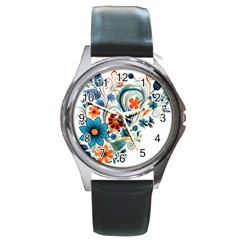 Flowers Scrapbook Decorate Round Metal Watch by Grandong