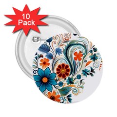 Flowers Scrapbook Decorate 2 25  Buttons (10 Pack)  by Grandong