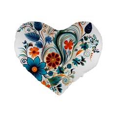 Flowers Scrapbook Decorate Standard 16  Premium Flano Heart Shape Cushions by Grandong