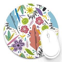 Flowers Spring Background Wallpaper Round Mousepad by Grandong