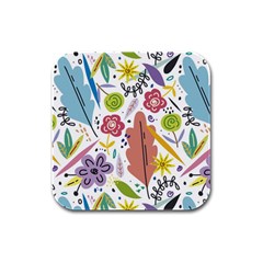 Flowers Spring Background Wallpaper Rubber Square Coaster (4 Pack) by Grandong