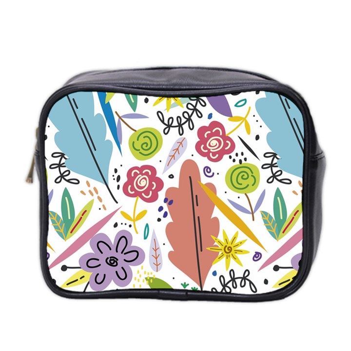 Flowers Spring Background Wallpaper Mini Toiletries Bag (Two Sides)