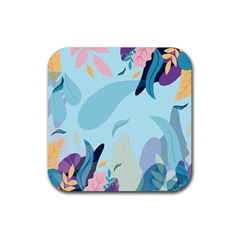 Leaves Nature Background Plants Rubber Coaster (square) by Grandong