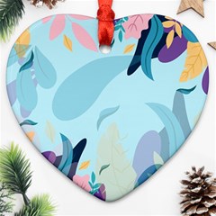 Leaves Nature Background Plants Heart Ornament (two Sides)