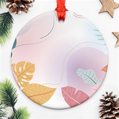 Plants Leaves Wallpaper Background Ornament (round) by Grandong