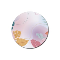 Plants Leaves Wallpaper Background Rubber Coaster (round) by Grandong