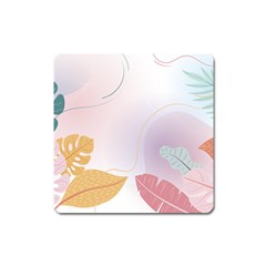 Plants Leaves Wallpaper Background Square Magnet by Grandong