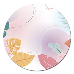 Plants Leaves Wallpaper Background Magnet 5  (round) by Grandong