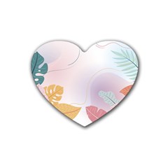 Plants Leaves Wallpaper Background Rubber Heart Coaster (4 Pack) by Grandong