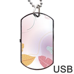 Plants Leaves Wallpaper Background Dog Tag Usb Flash (one Side) by Grandong