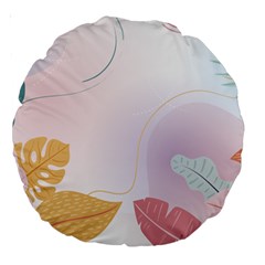 Plants Leaves Wallpaper Background Large 18  Premium Round Cushions by Grandong