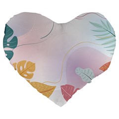 Plants Leaves Wallpaper Background Large 19  Premium Heart Shape Cushions by Grandong