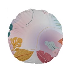 Plants Leaves Wallpaper Background Standard 15  Premium Flano Round Cushions by Grandong