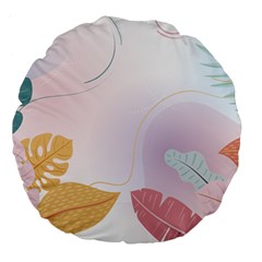 Plants Leaves Wallpaper Background Large 18  Premium Flano Round Cushions by Grandong