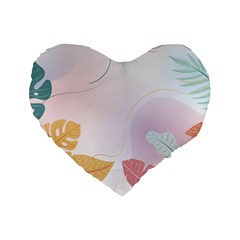 Plants Leaves Wallpaper Background Standard 16  Premium Flano Heart Shape Cushions by Grandong